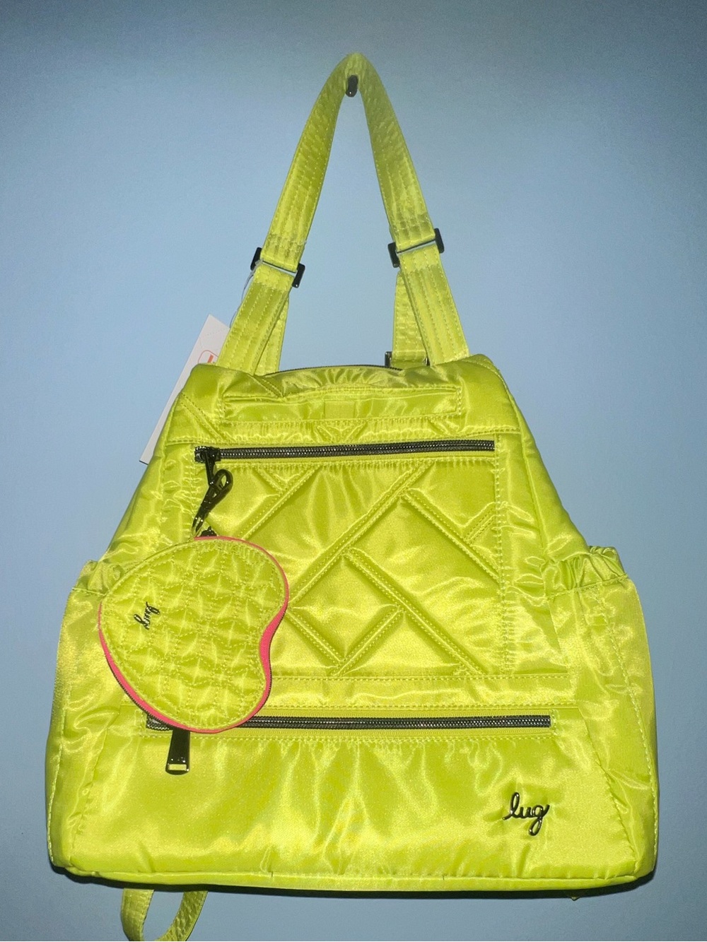 NWT: Lug Skyhop Quilted Backpack with Heart Coin Pouch